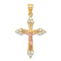 10k Two-tone CZ Crucifix Pendant