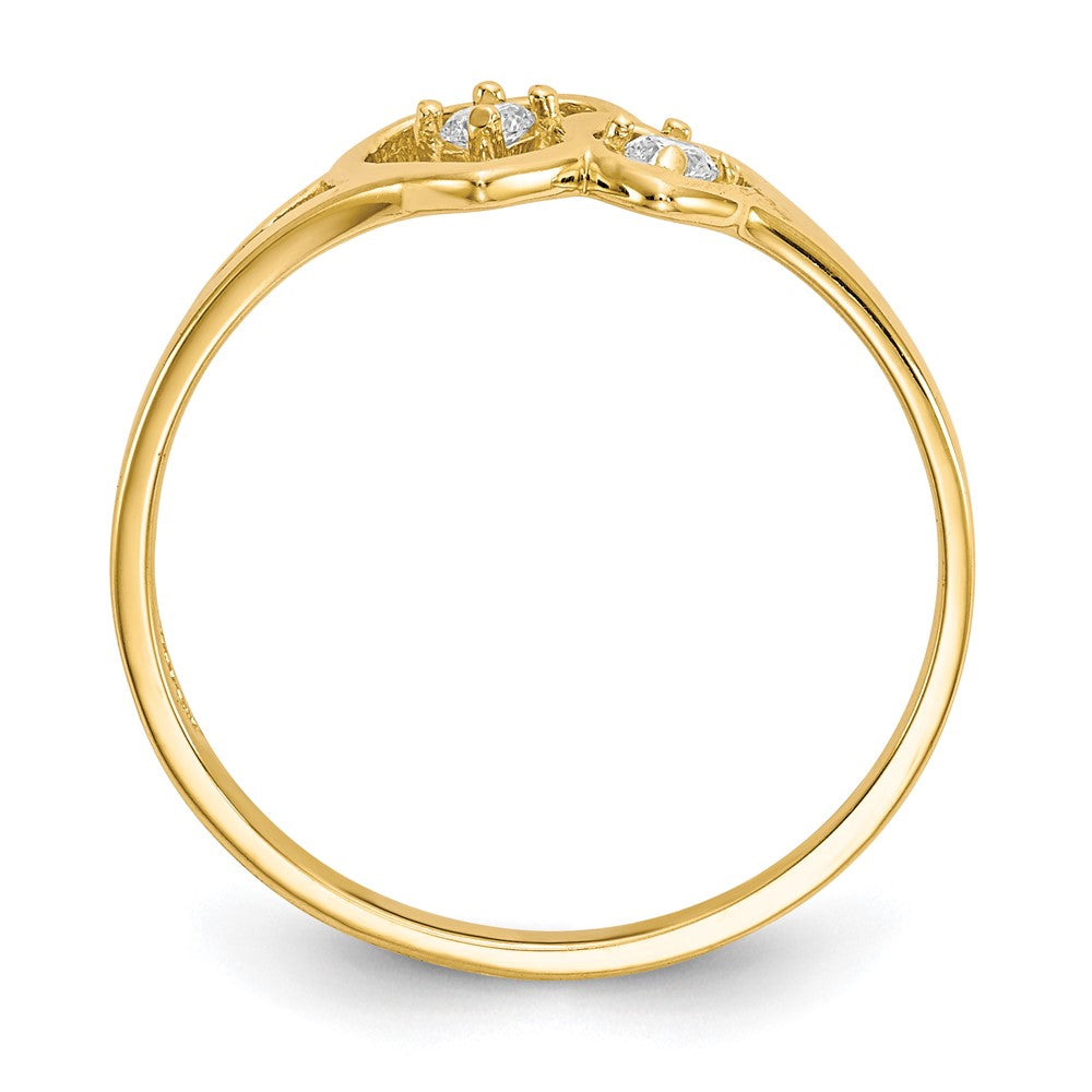 10k Double Heart CZ Ring