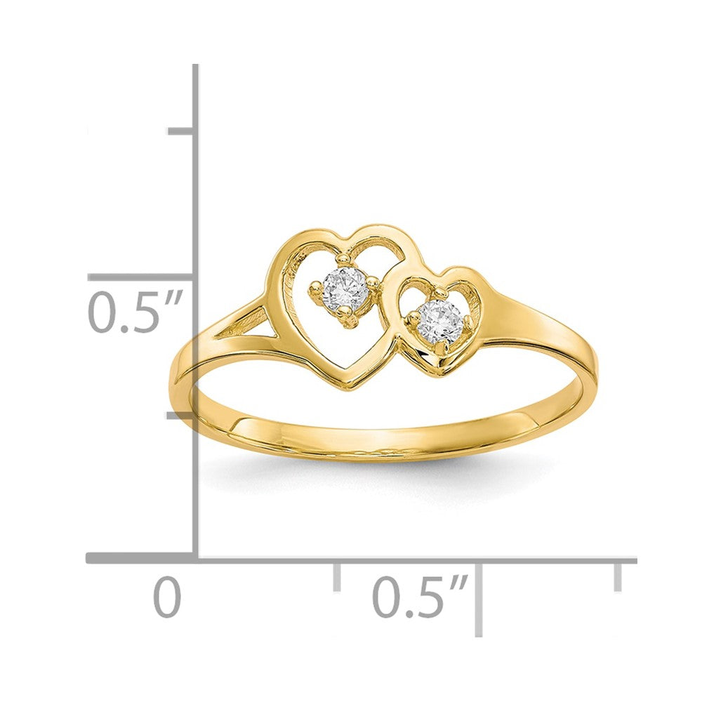 10k Double Heart CZ Ring