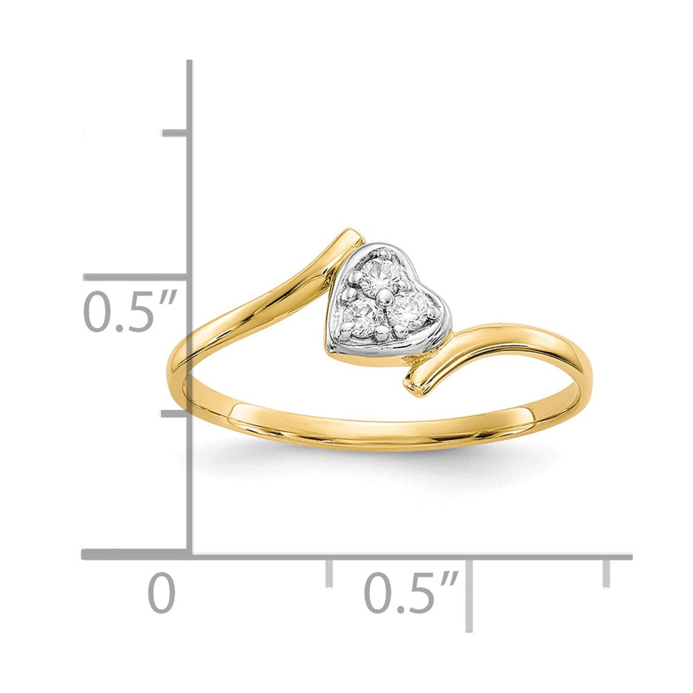10K w/Rhodium CZ Heart Ring