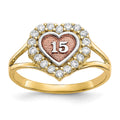 10k Two-tone with White Rhodium Sweet 15 CZ Heart Ring