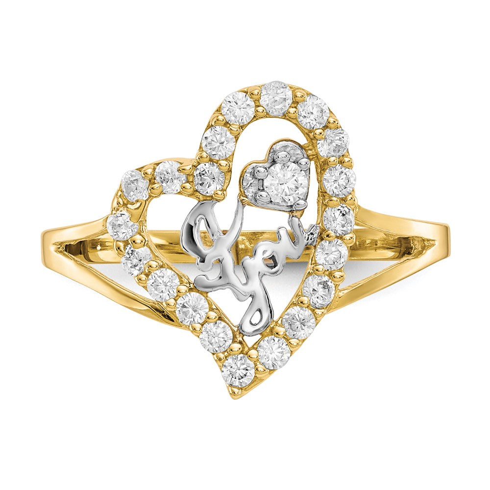10K w/White Rhodium I LOVE YOU CZ Heart Ring