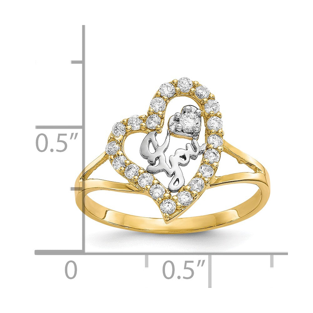 10K w/White Rhodium I LOVE YOU CZ Heart Ring