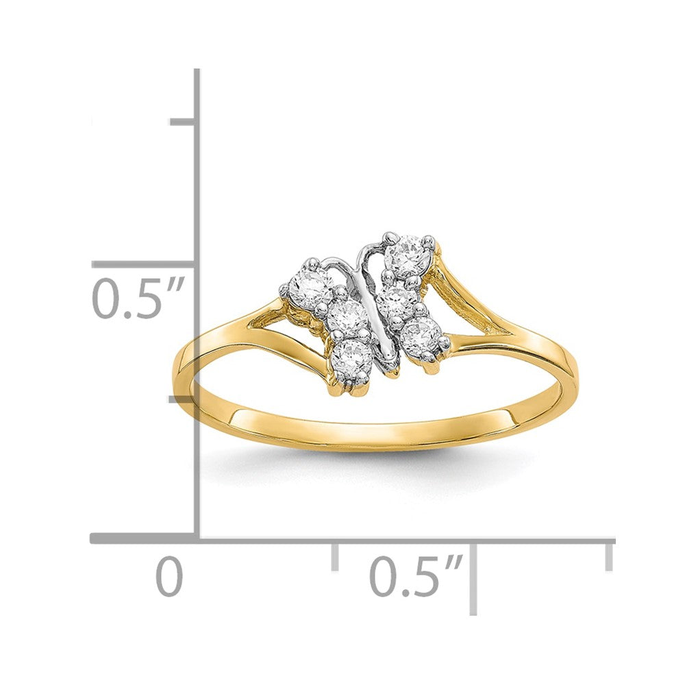 10K w/Rhodium CZ Butterfly Ring