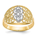 10K w/Rhodium Filigree Heart Ring