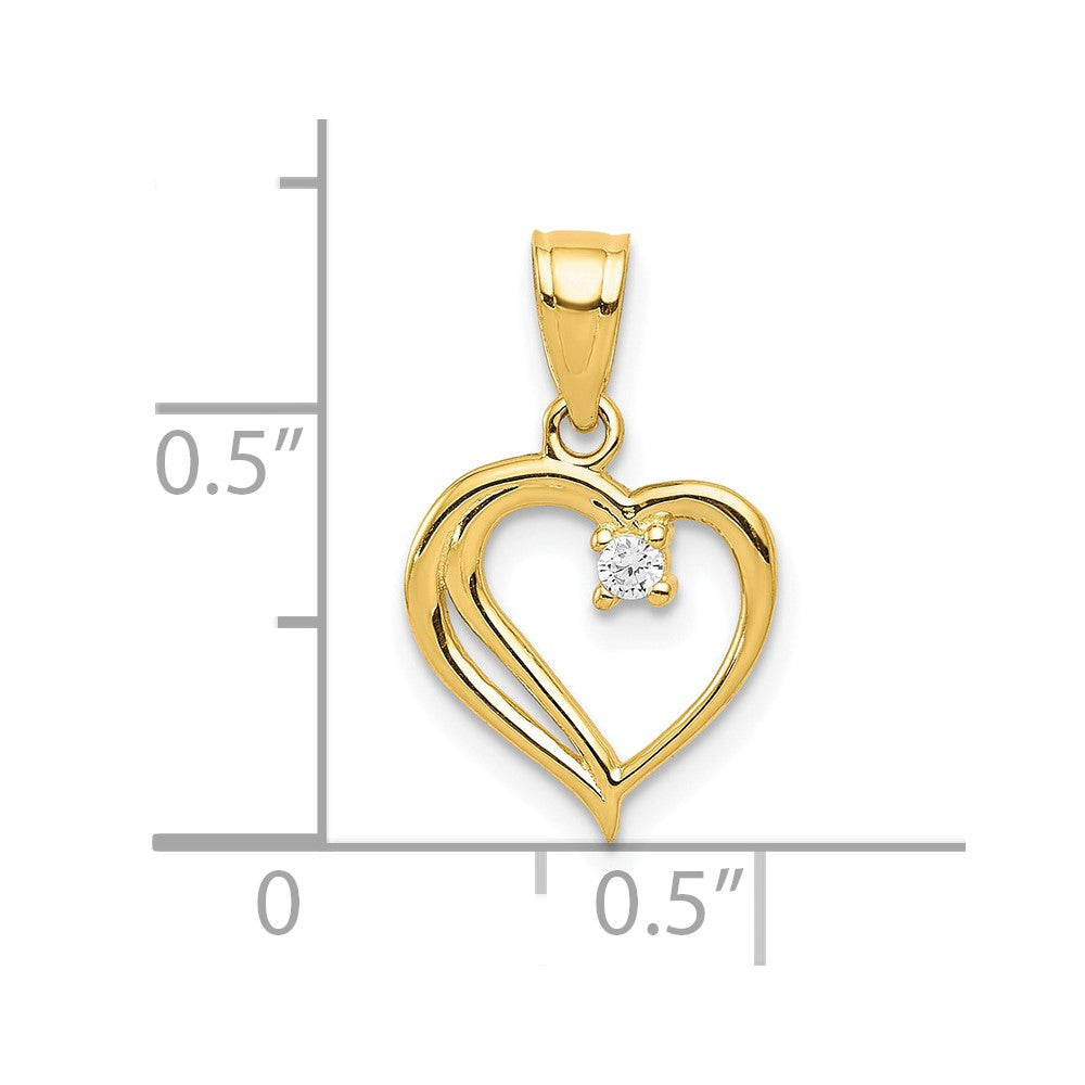 10k CZ Heart Pendant