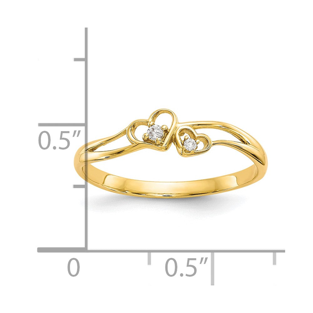 10k CZ Double Heart Ring