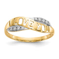 10K w/Rhodium CZ I LOVE YOU Ring
