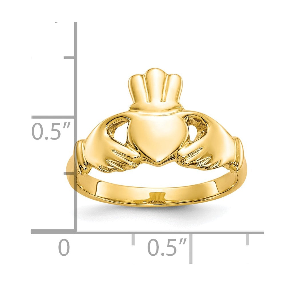 10k Polished Claddagh Ring
