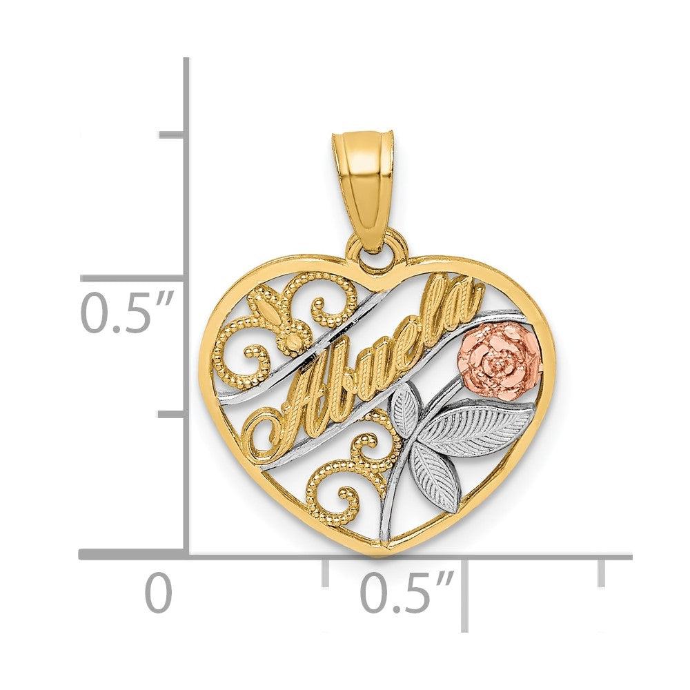 10K Two-Tone w/White Rhodium ABUELA Pendant