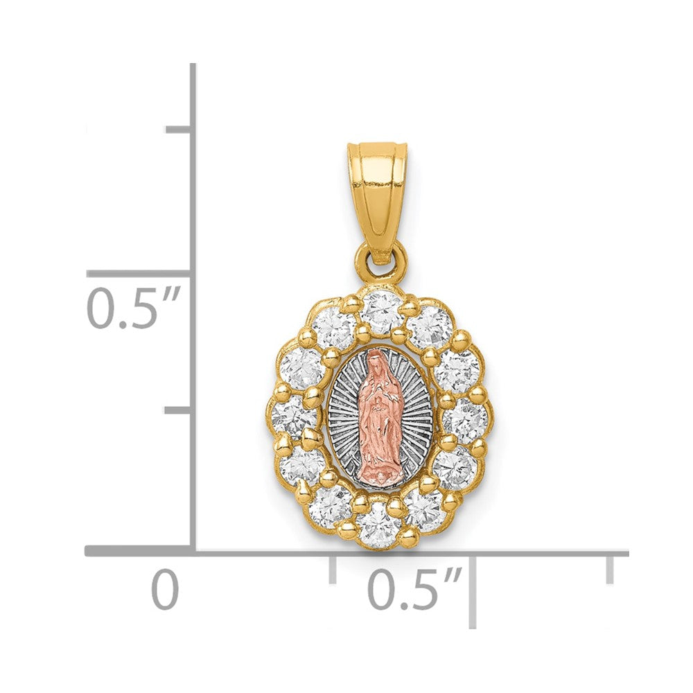 10K Two-Tone w/White Rhodium CZ Guadalupe Pendant