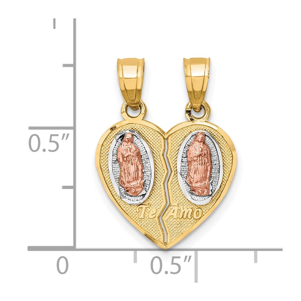 10K Two-Tone w/White Rhodium Break Apart Te Amo Pendant