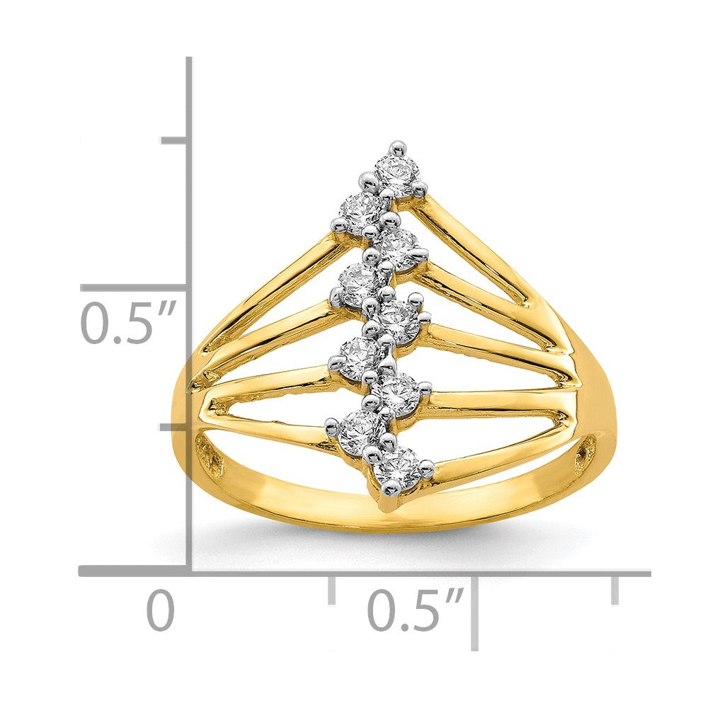 10K CZ 9-Stone Ring