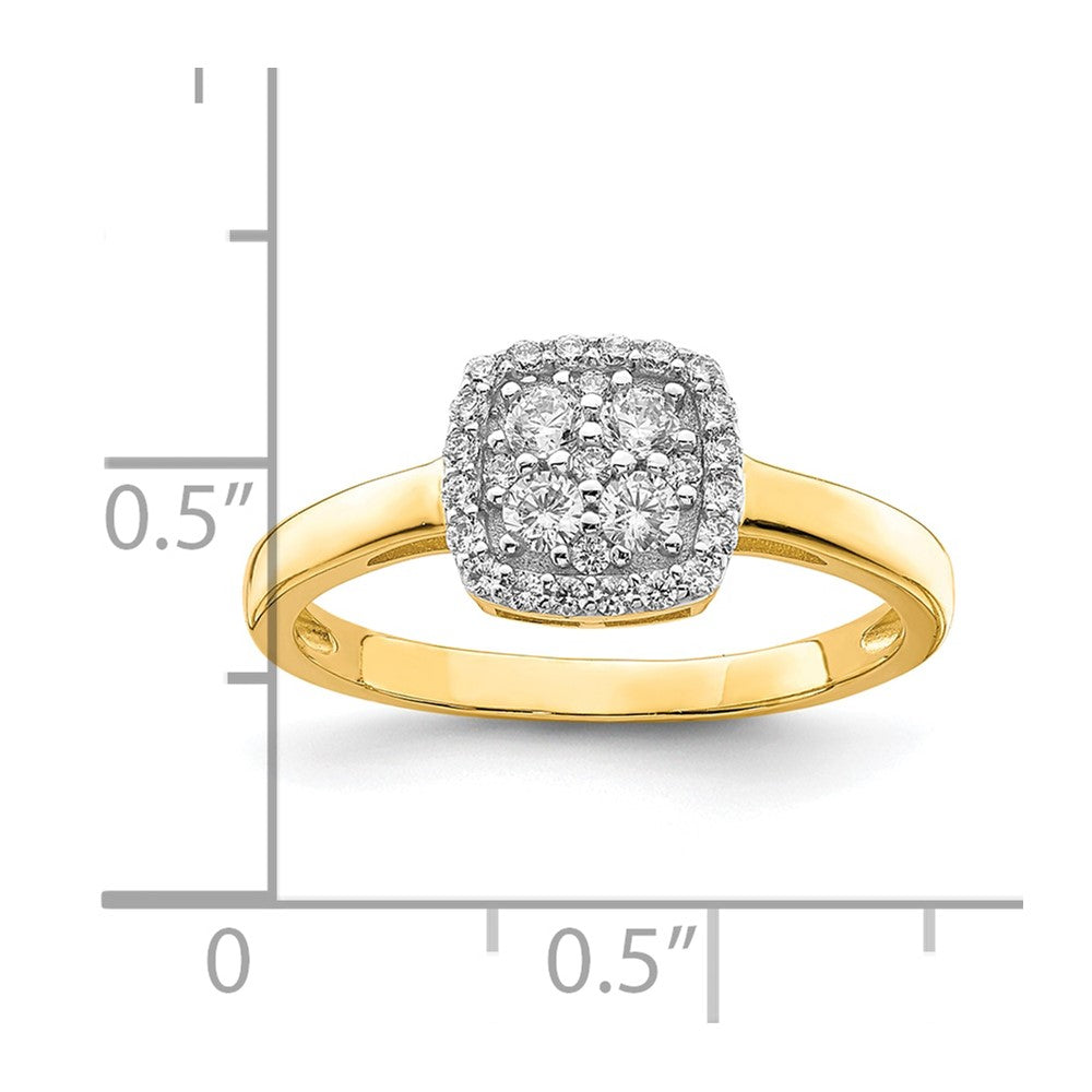 10K Square CZ Fancy Ring