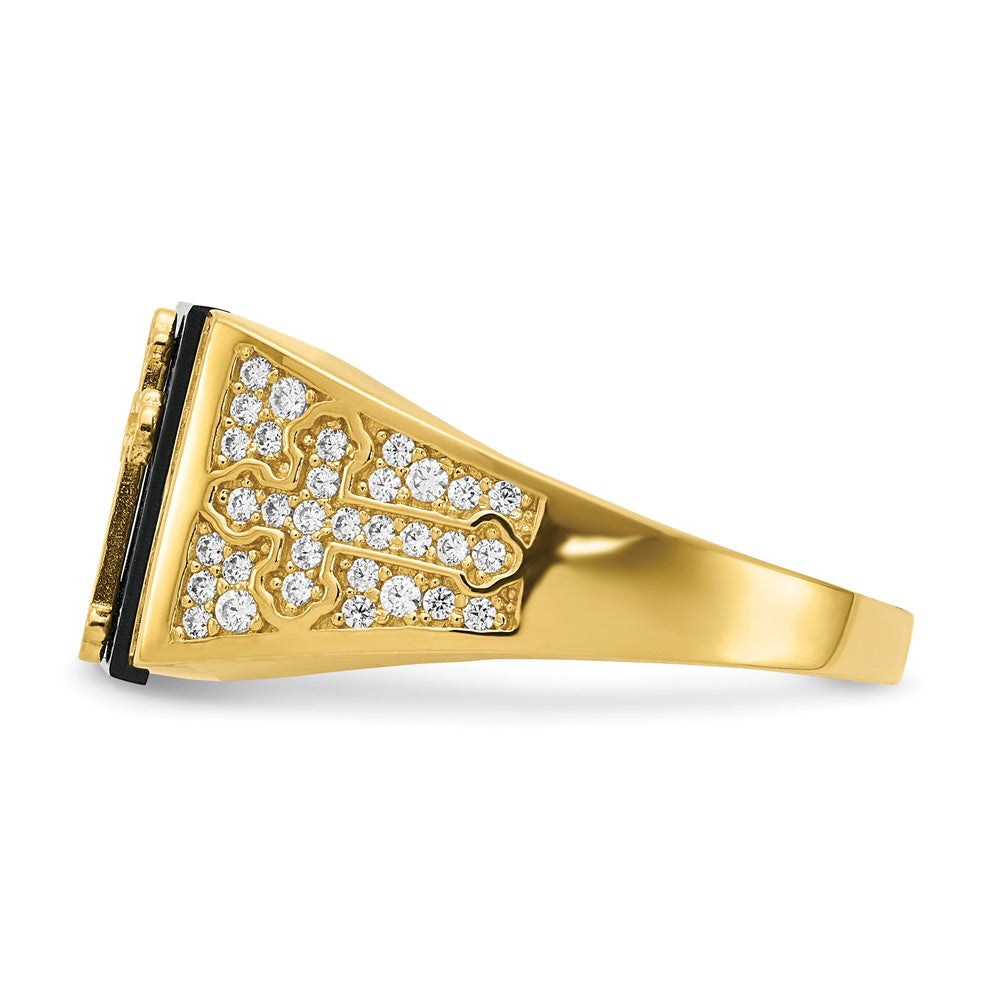 10K CZ and Onyx Cross Men'S Ring