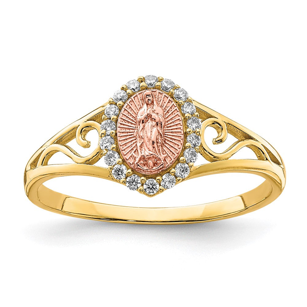 10K Two-Tone CZ Guadalupe Ring