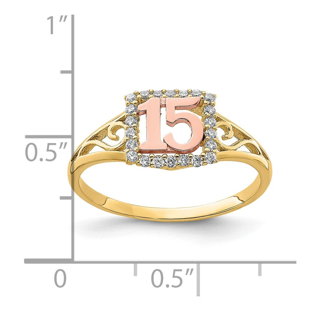 10K Two-Tone CZ 15 Ring