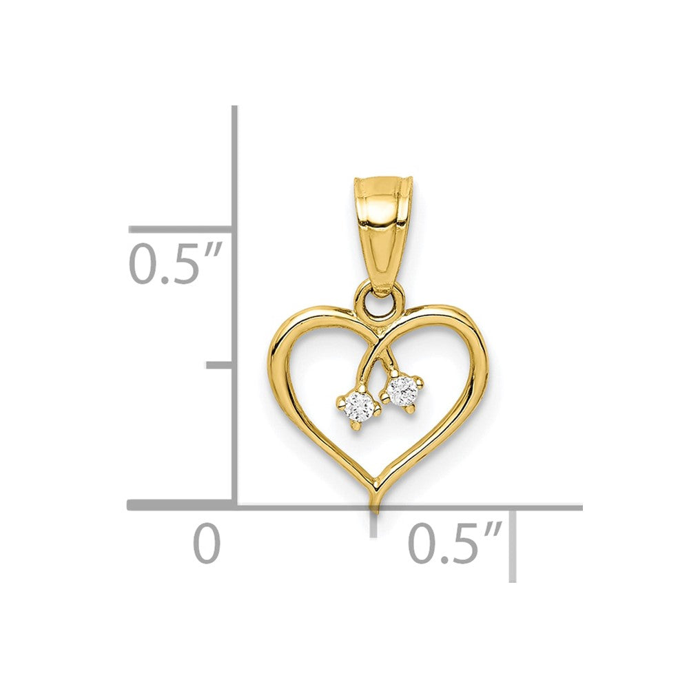 10K CZ Heart Pendant