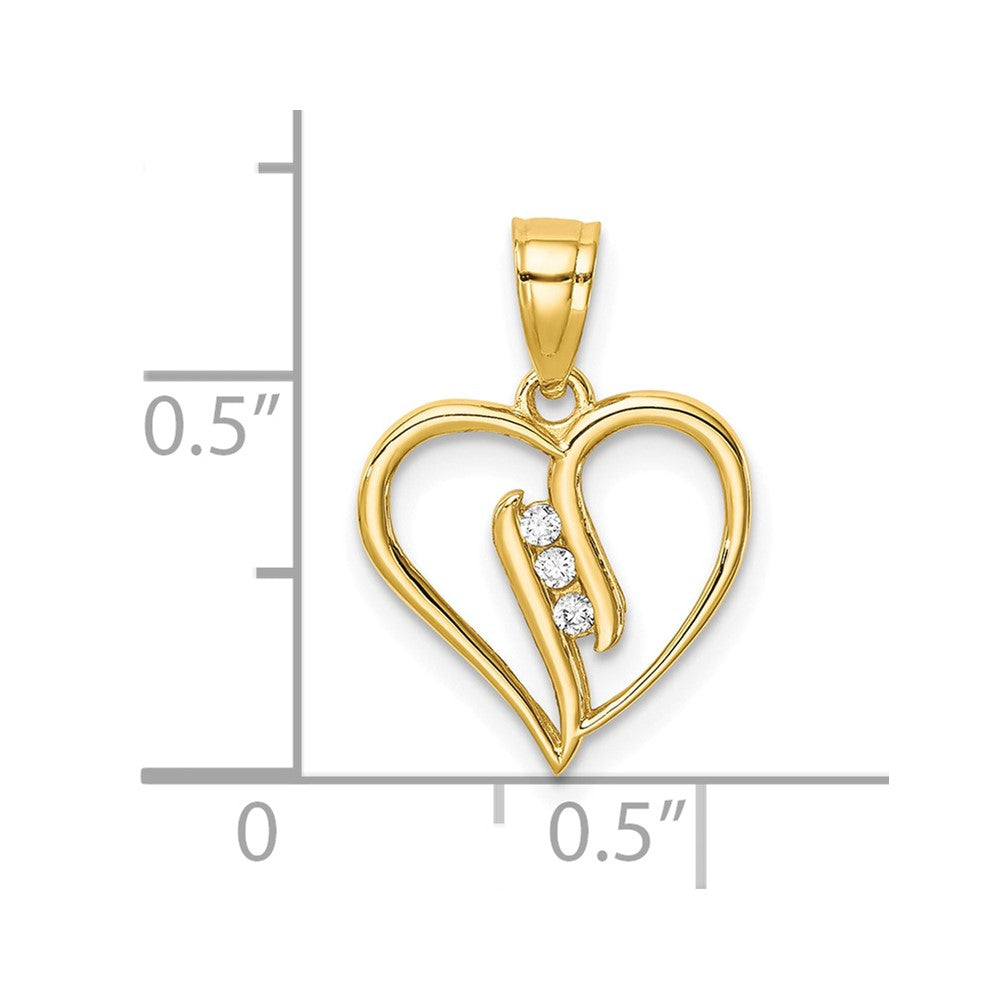 10K CZ Heart Pendant
