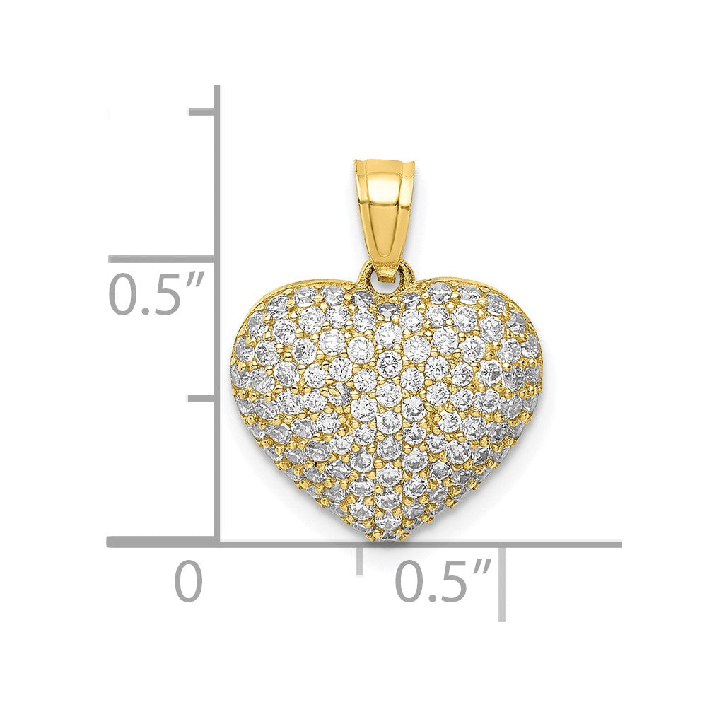 10K CZ Micro Pave Heart Pendant