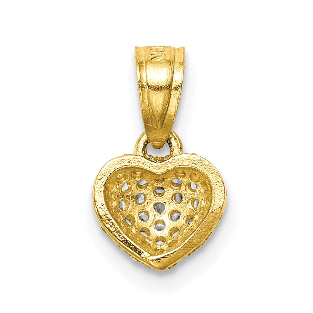 10K CZ Micro Pave Heart Pendant