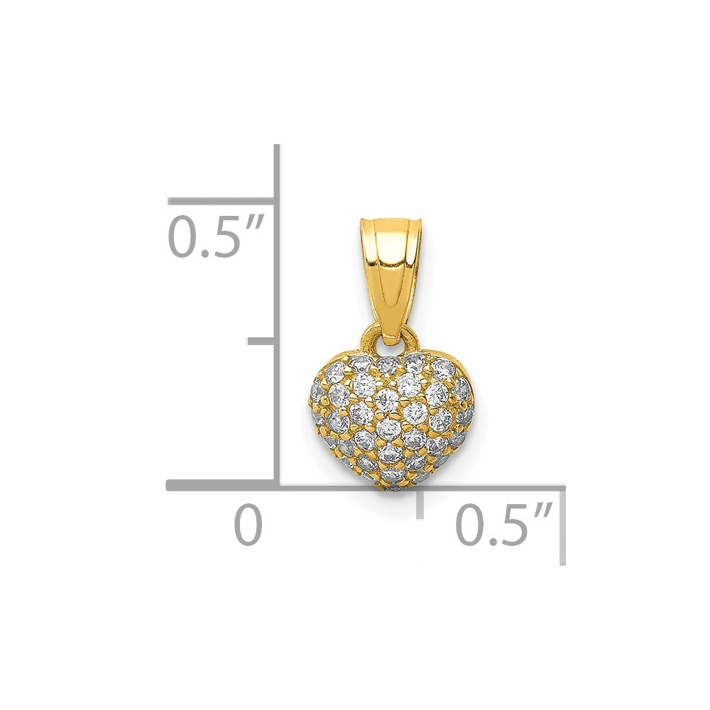 10K CZ Micro Pave Heart Pendant