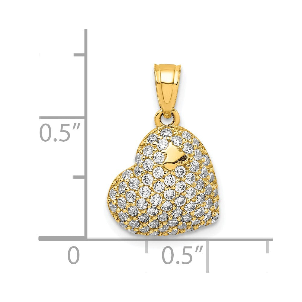 10K CZ Micro Pave Heart Pendant