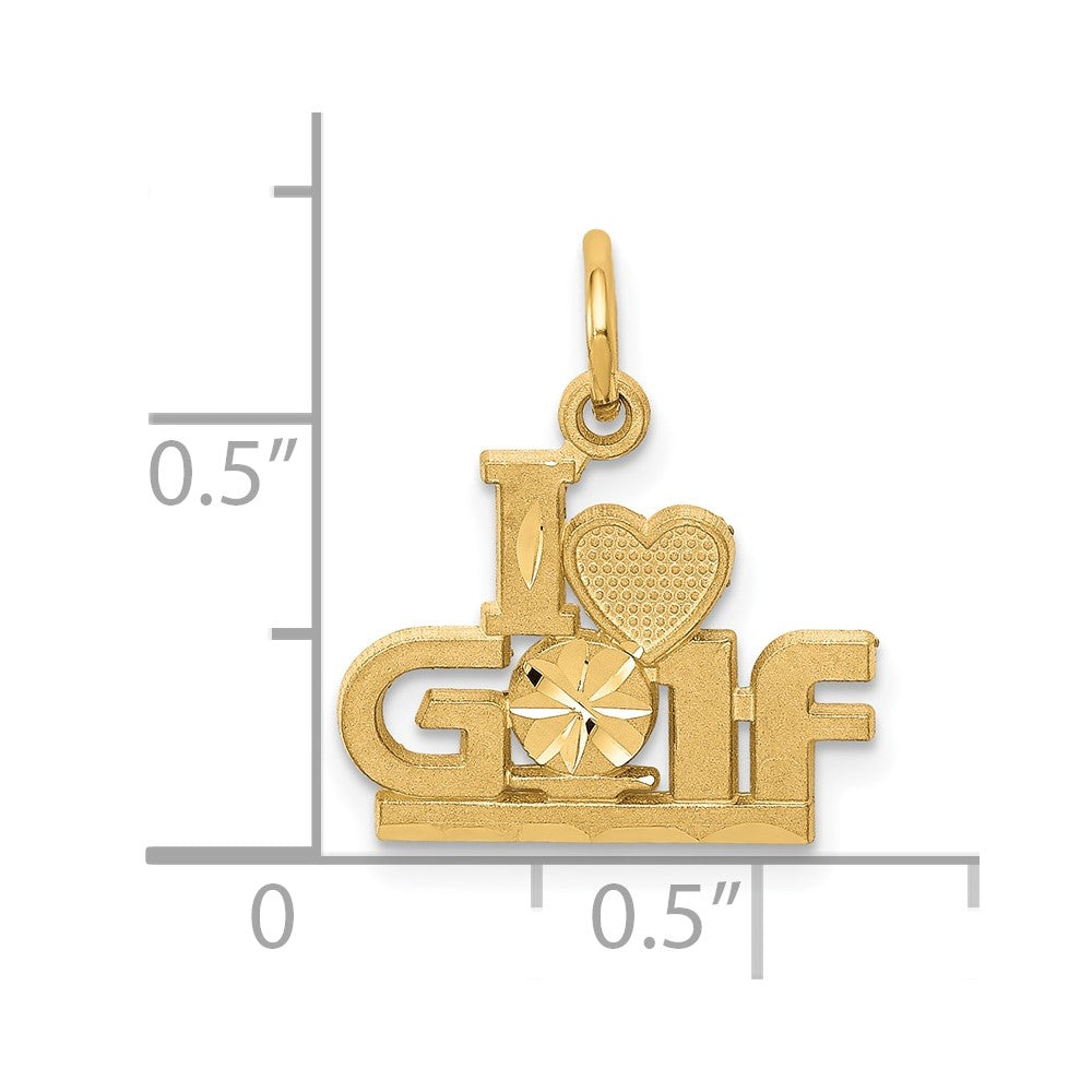 10K I HEART GOLF Charm