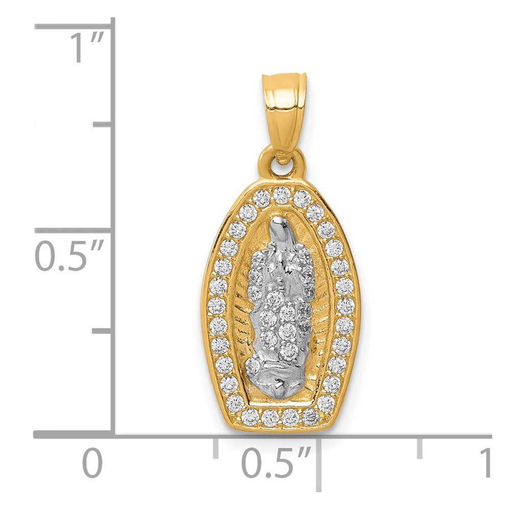 10K w/Rhodium CZ Pave Lady of Guadalupe Pendant
