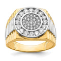 10K w/Rhodium CZ Mens Ring