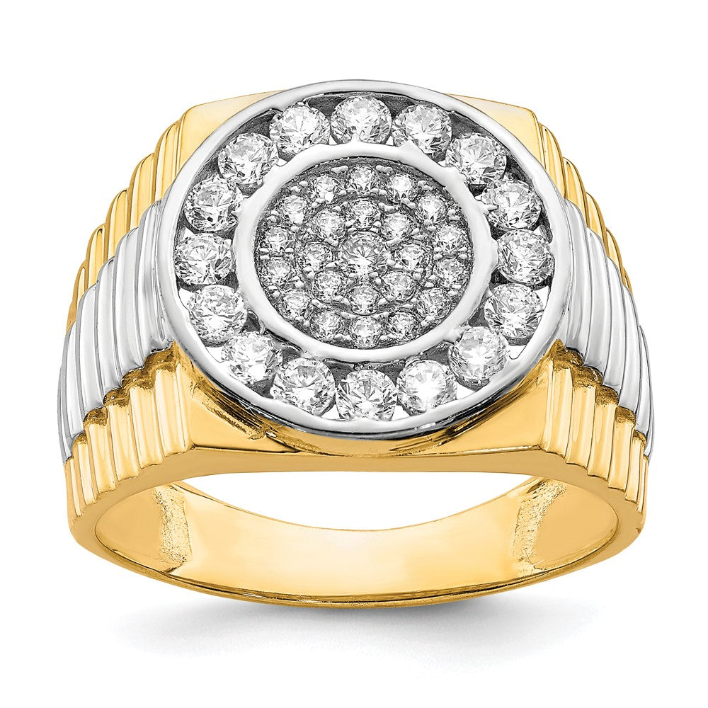 10K w/Rhodium CZ Mens Ring