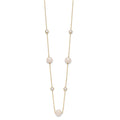 10K Polished CZ and 7-8mm FWC Pearl 7 Station Necklace