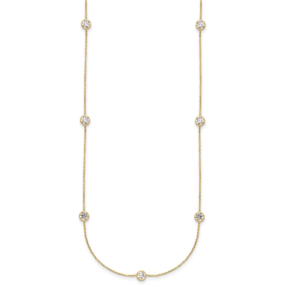 10K Polished CZ 7 Station Necklace