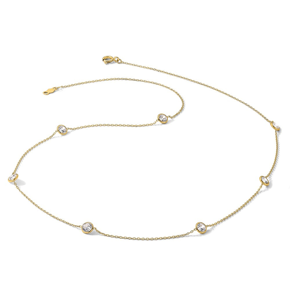 10K Polished CZ 7 Station Necklace