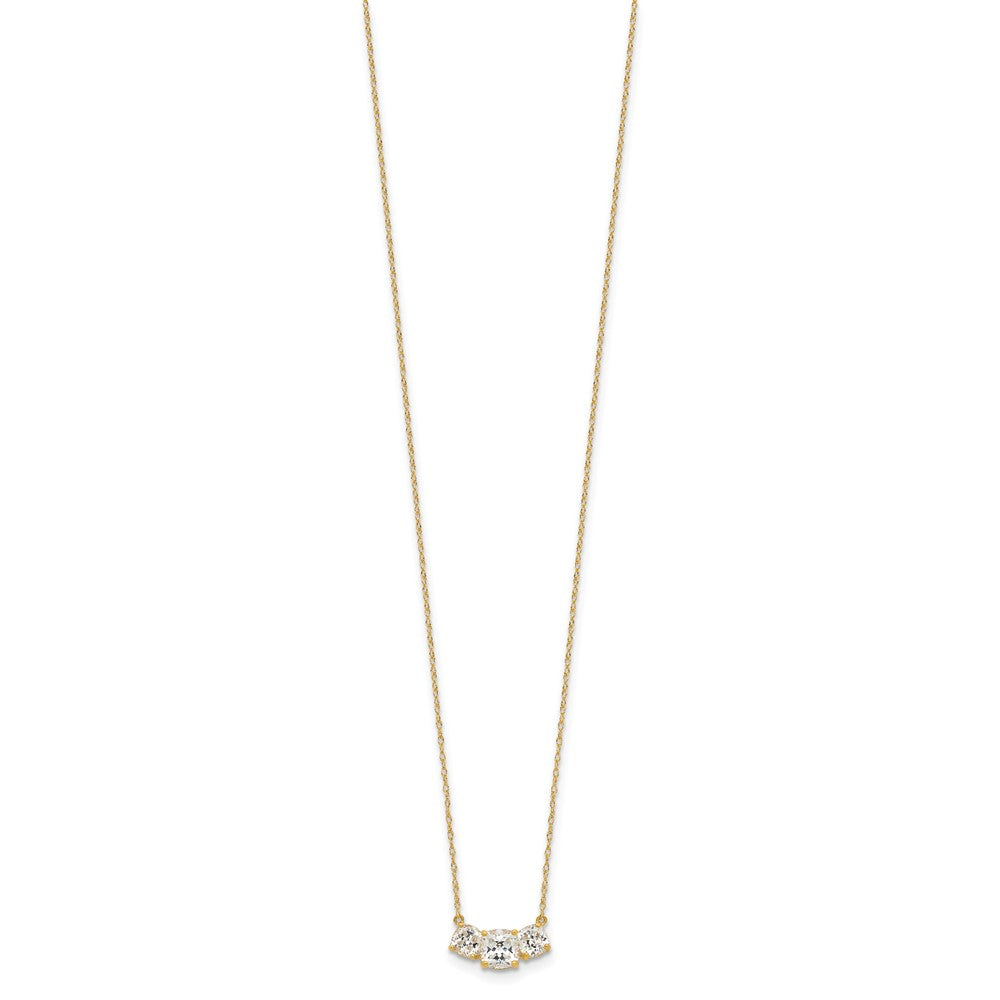 10K Polished 3-Stone CZ Necklace