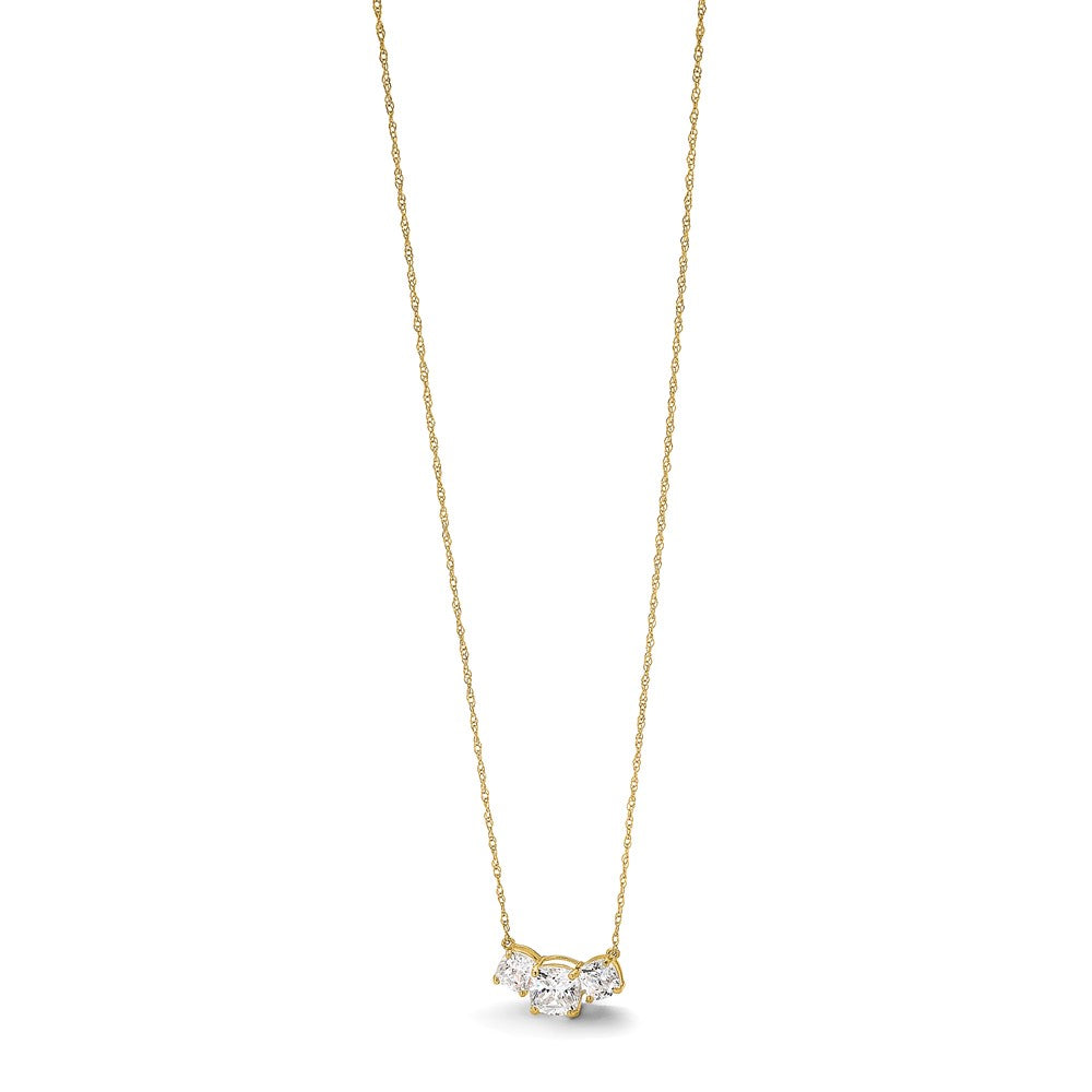 10K Polished 3-Stone CZ Necklace