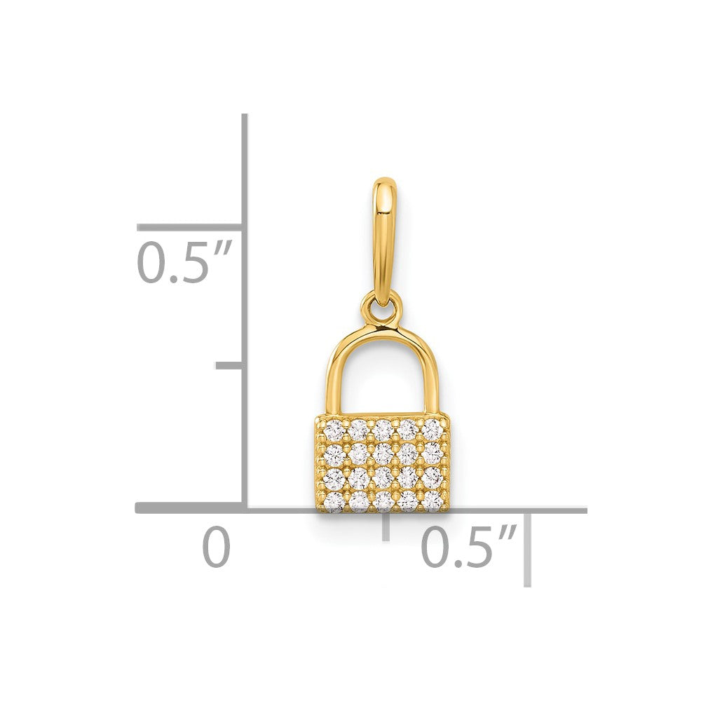 10K Polished CZ Lock Charm