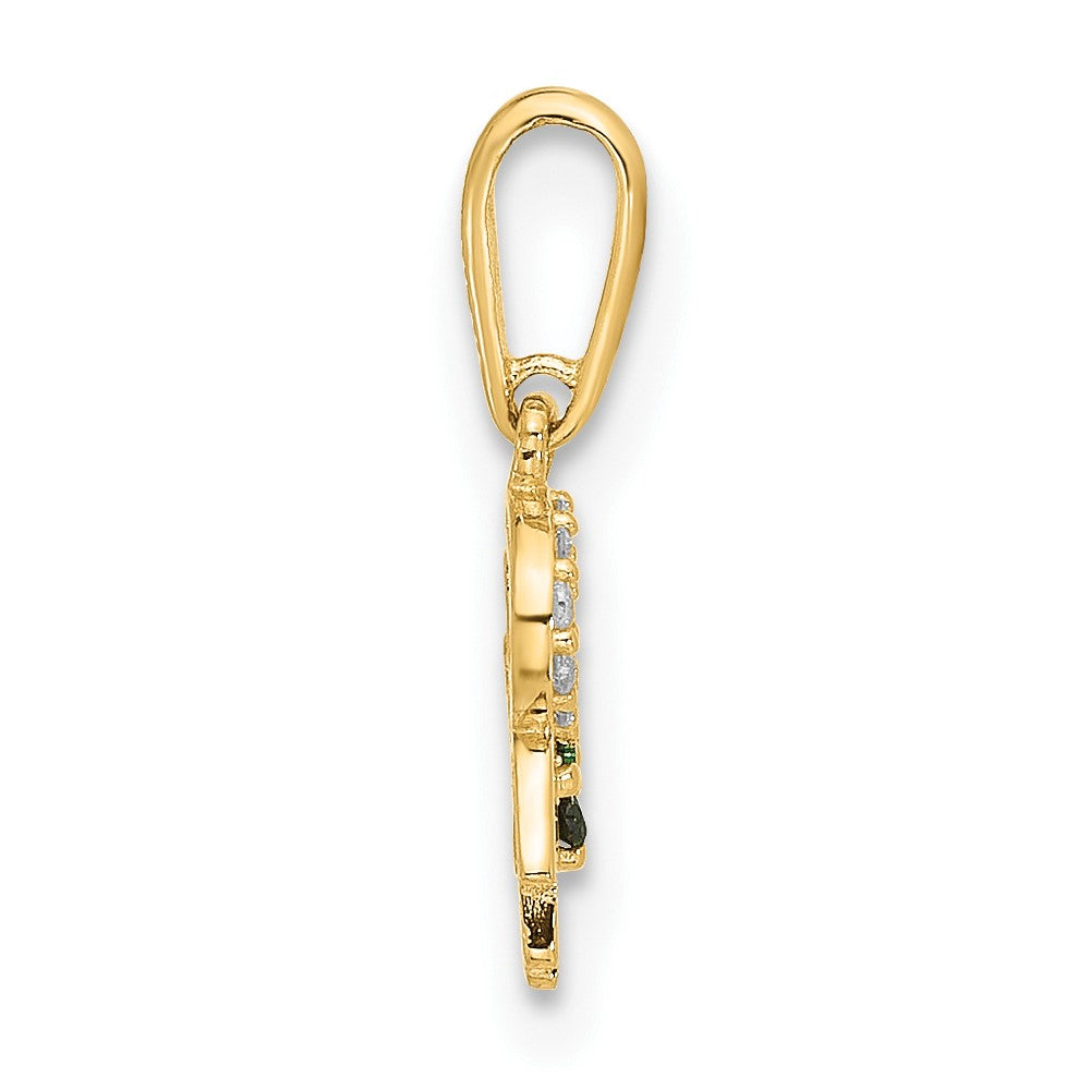 10K Polished Clover Horseshoe Hamsa CZ Luck Pendant