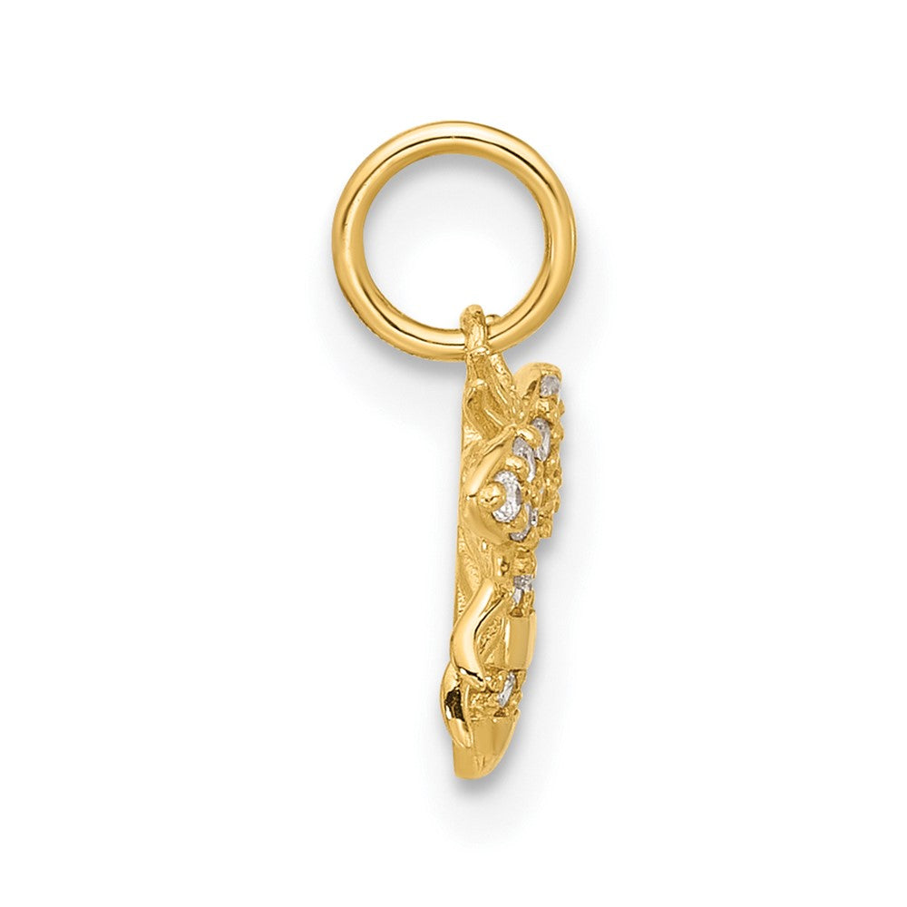 10K Polished Clear CZ Bee Charm