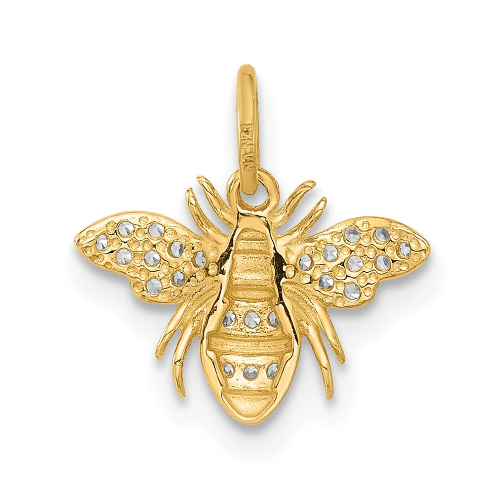 10K Polished Clear CZ Bee Charm