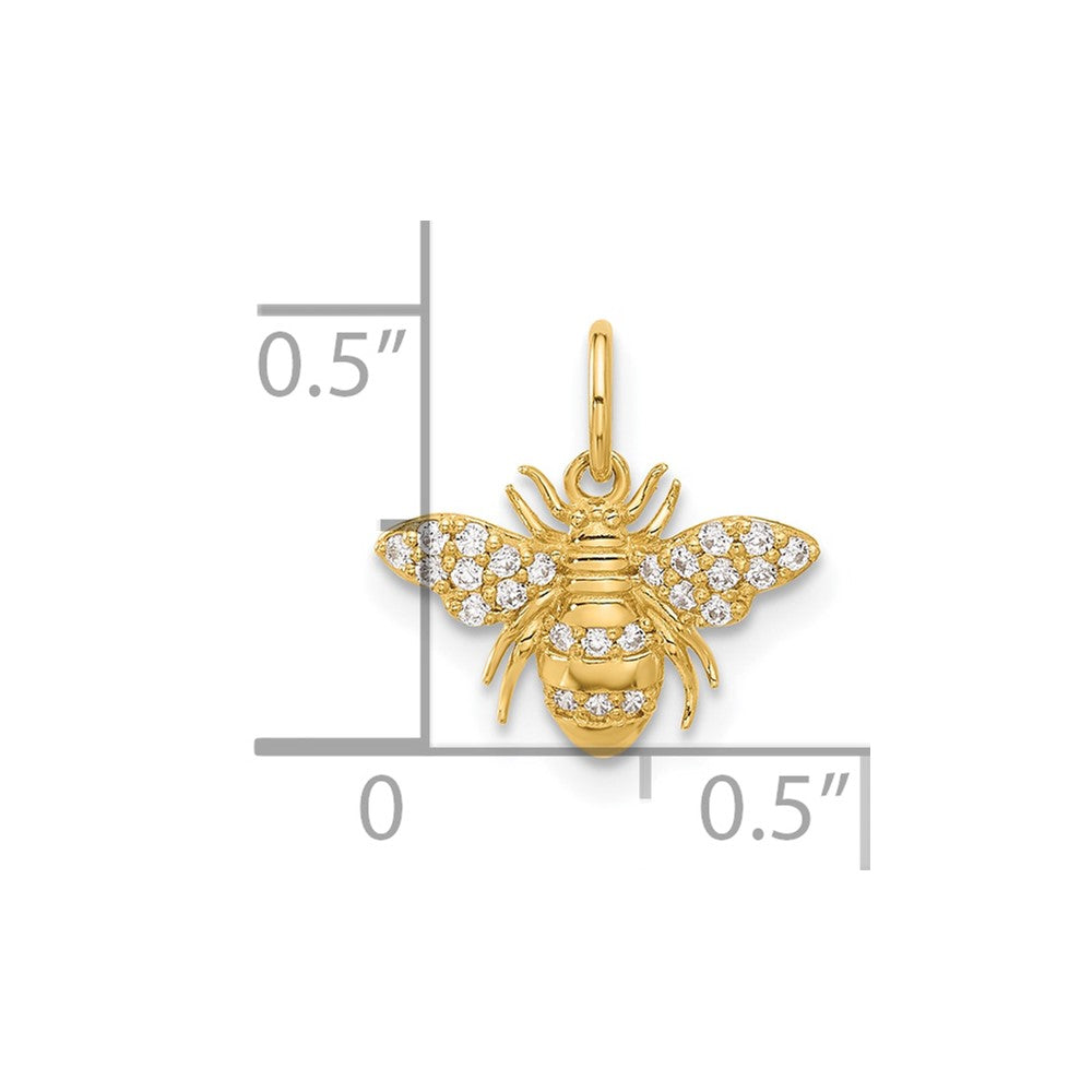 10K Polished Clear CZ Bee Charm