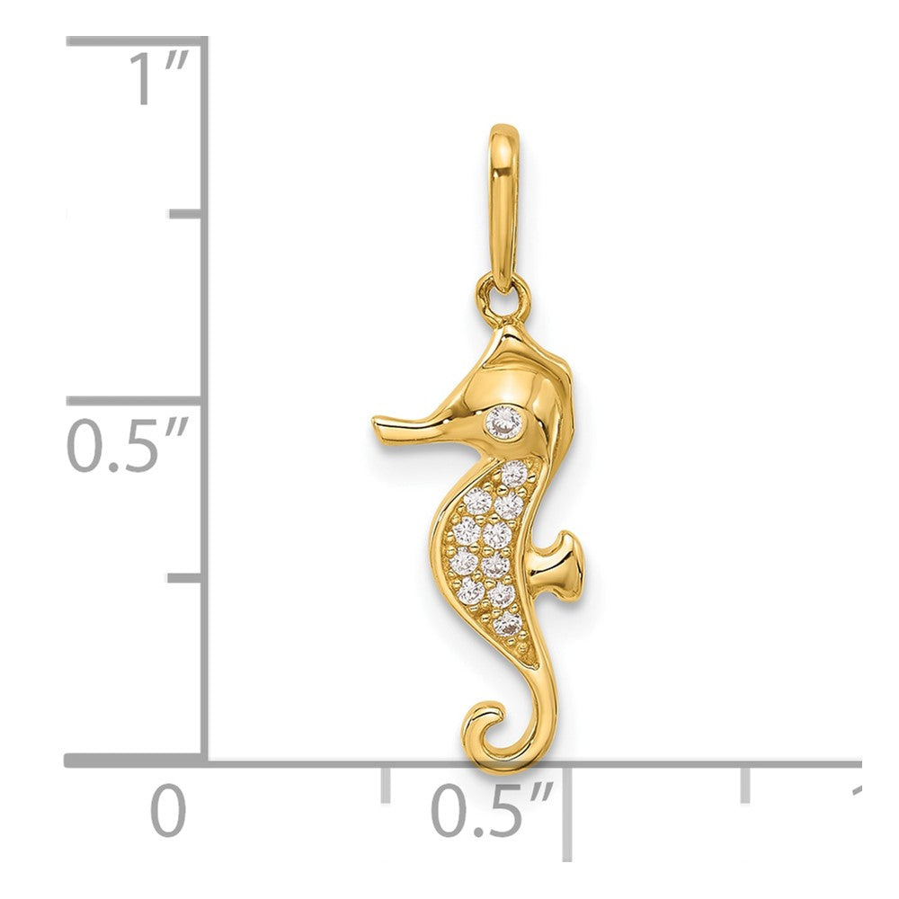 10K Polished CZ Seahorse Charm