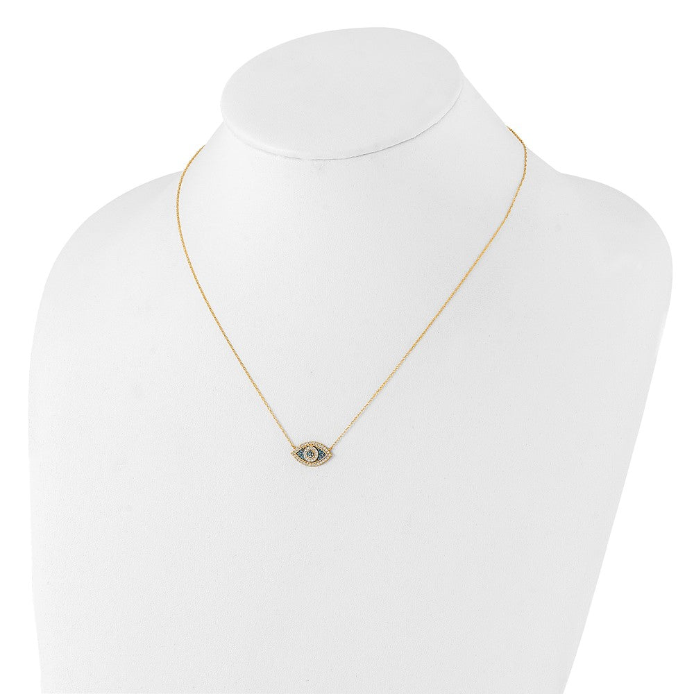 10K Polished CZ Evil Eye w/2 in ext Necklace
