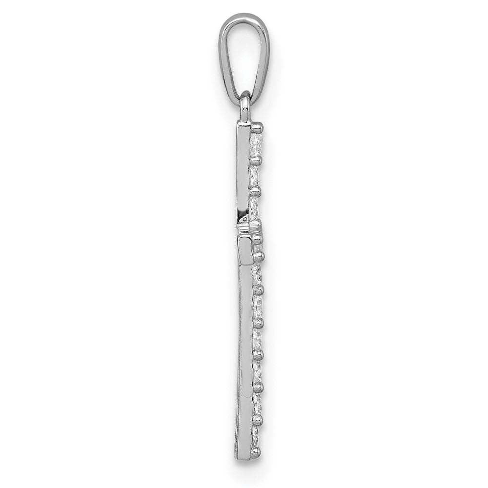 10k White Gold Polished CZ Cross Pendant
