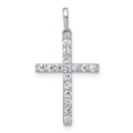 10k White Gold Polished CZ Cross Pendant