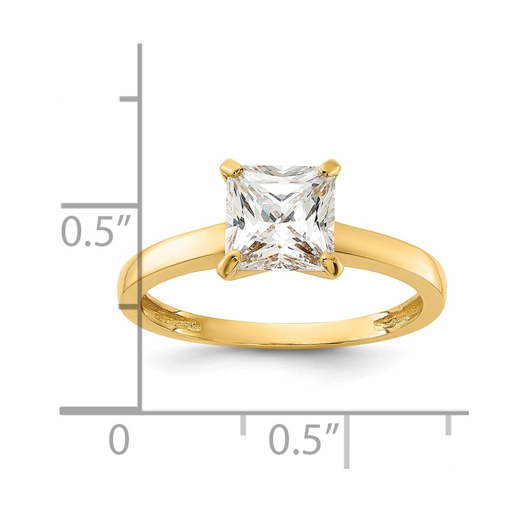 10K Polished Square CZ Solitaire Ring