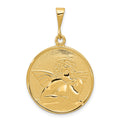10k Polished & Satin Angel Pendant