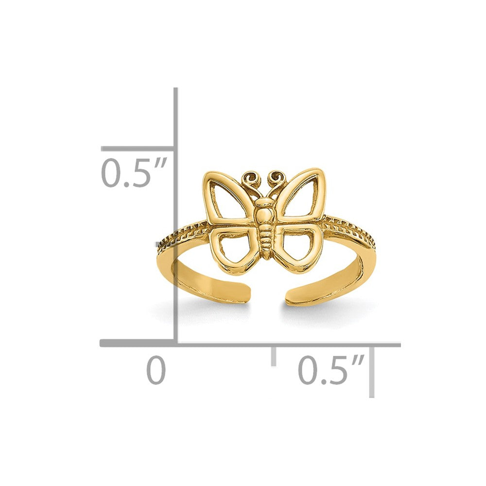 10k Butterfly Toe Ring