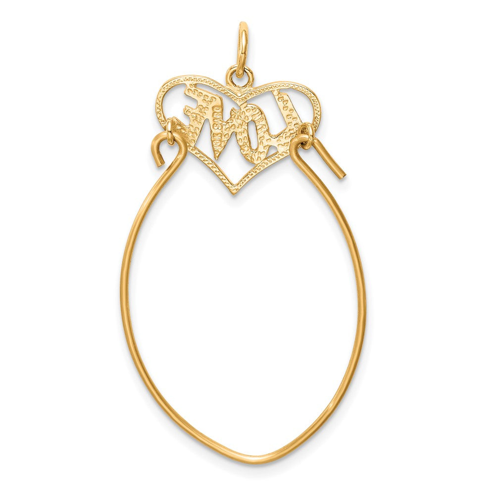 10K Polished Filigree LOVE Charm Holder