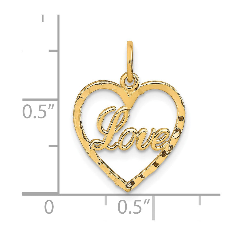 10K Polished LOVE Heart Pendant
